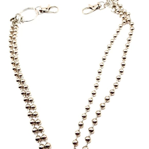 Double Layer Metal Beaded Wallet Or Pants Chain 22 Inches Long - Picture 2 of 9